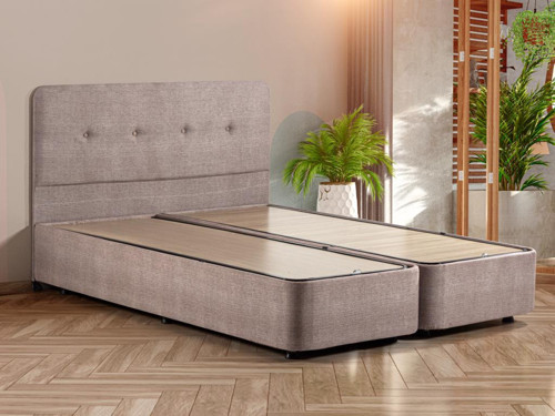Luna Baza ve Başlık Seti - 140x190 cm Çift Kişilik Sandıklı Kumaş Baza Seti