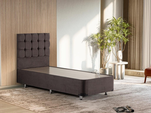 Rama Füme Baza Ve Başlık Seti, Tek Kişilik 120x200 cm Baza Ve Başlık Takımı