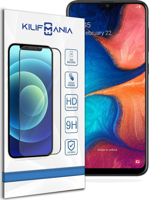 Samsung Galaxy A20 Tam Kaplayan Temperli Ekran Koruyucu Cam