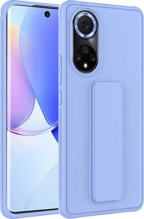 Huawei Honor 50 Kapak Standlı El Tutacaklı Silikon Kılıf - Lila