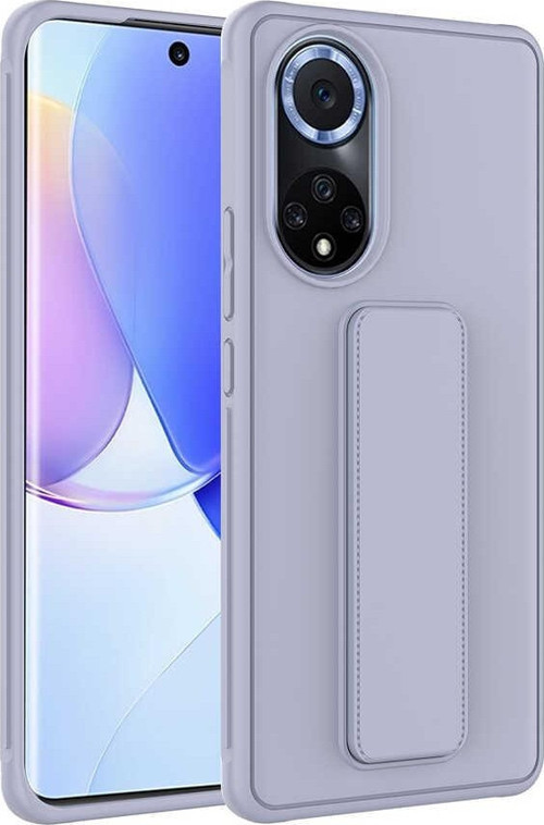 Huawei Nova 9 Kapak Standlı El Tutacaklı Silikon Kılıf - Gri