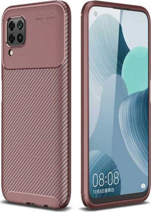 Huawei P40 Lite Karbon Tasarımlı Kapak - Kahverengi