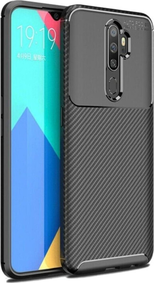 Oppo A5 2020 Karbon Tasarımlı Kapak - Siyah