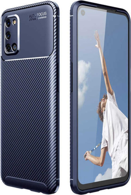 Oppo A52 Karbon Tasarımlı Kapak - Lacivert