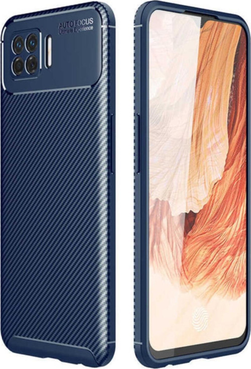 Oppo A73 Karbon Tasarımlı Kapak - Lacivert
