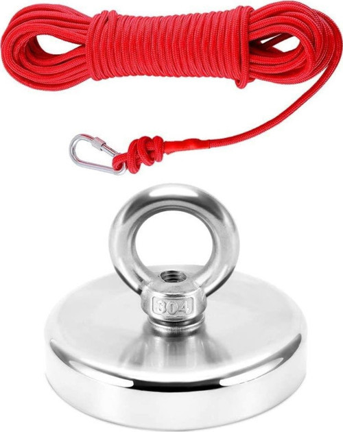 50 Kg D48 Magnet Fishing 20M Halatlı Neodyum Pot Mıknatıs Seti
