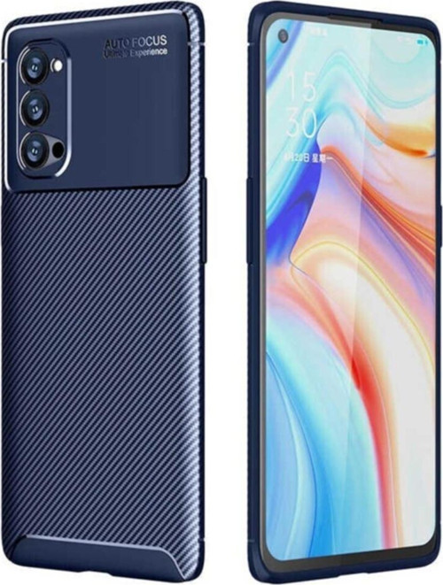 Oppo Reno 4 Pro Karbon Tasarımlı Kapak - Lacivert