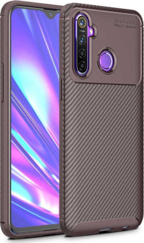 Realme 6i Karbon Tasarımlı Kapak - Kahverengi