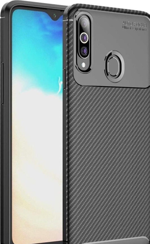Samsung Galaxy A20S Karbon Tasarımlı Kapak - Siyah