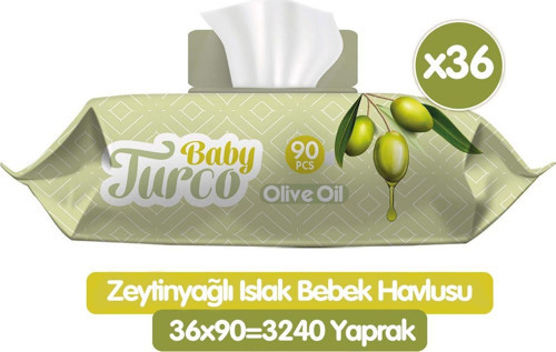 Zeytinyağlı Islak Havlu Mendil 90x36 3240 Yaprak