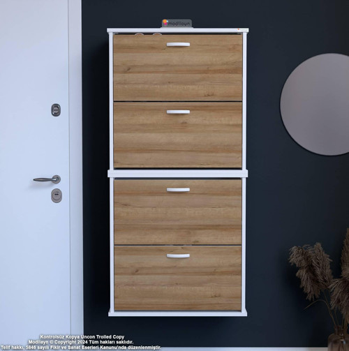 UMAY' 2 Li Asma Antre Hol 52 x 148 x 25, 5 cm’ lik 4 Düşer Kapak 8 Göz Bölmeli Ayakkabılık