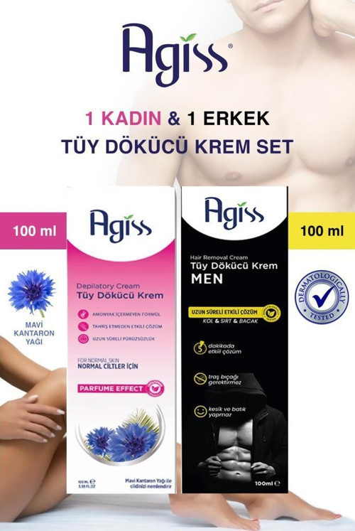 Kadın-Erkek Normal Ciltler İçin Tüy Dökücü Krem Seti