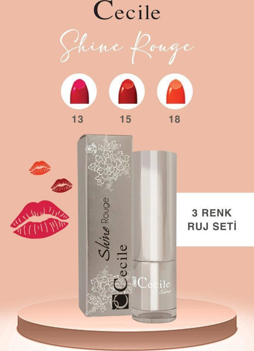 Shine Rouge Ruj Serisi Parlak ve Nemli Dolgun Dudaklar 13-15-18