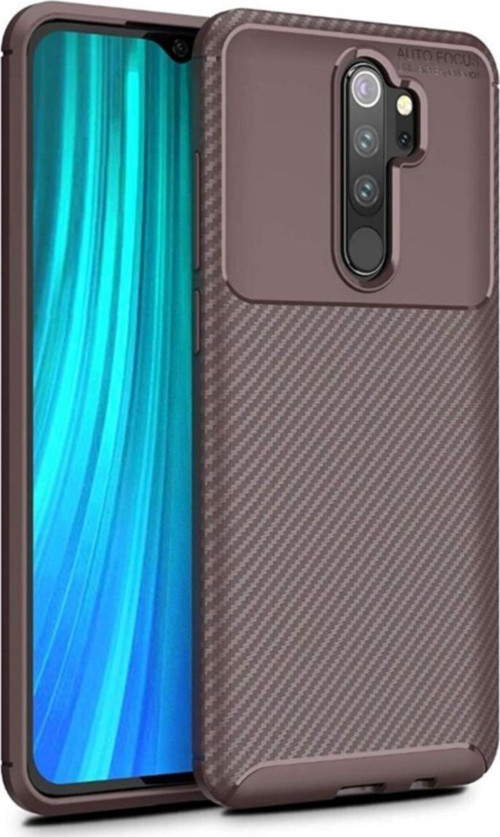 Xiaomi Note 8 Pro Karbon Tasarımlı Kapak - Kahverengi
