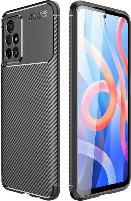 Xiaomi Poco M4 Pro Kılıf Karbon Tasarımlı Kapak - Siyah