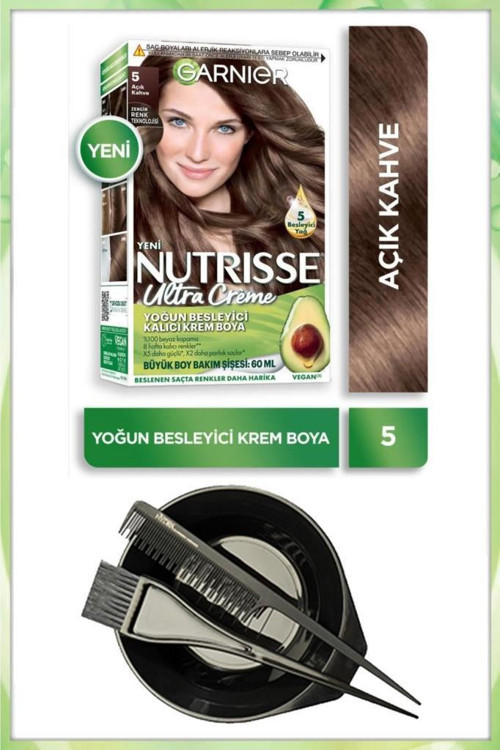 Nutrisse Ultra Krem Saç Boyası 5 AÇIK KAHVE BOYAMA SETİ