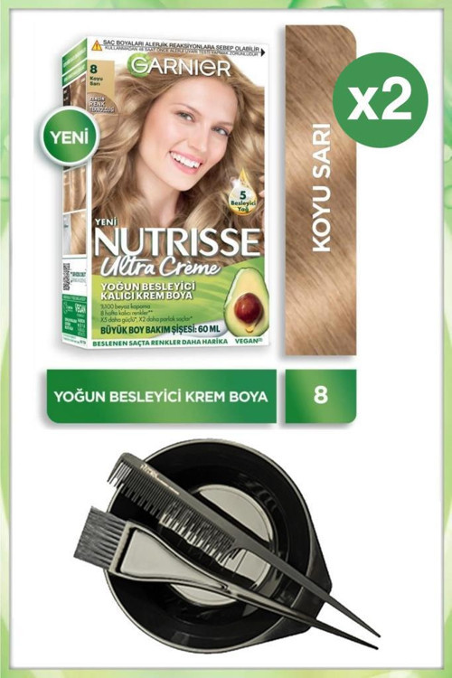 Nutrisse Ultra Krem Saç Boyası 8 KOYU SARI X2-BOYAMA SETİ