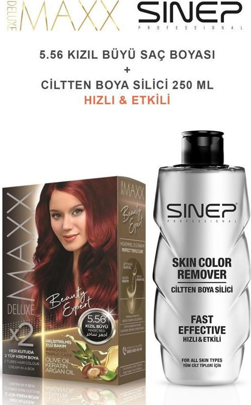 Saç Boyası 5.56 Kızıl Büyü-Profesyonel Cillten Boya Silici Set
