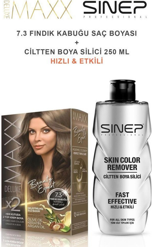 Saç Boyası 7.3 Fındık Kabuğu-Profesyonel Cillten Boya Silici Set