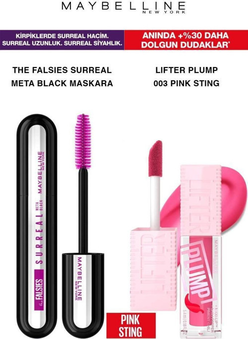 Maybelline Surreal Meta Black Maskara Yoğun Hacimli Kirpikler-Lifter Plump Dolgun Dudaklar 003