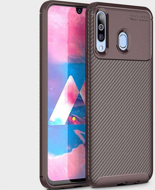 Samsung Galaxy M30 Karbon Tasarımlı Kapak - Kahverengi