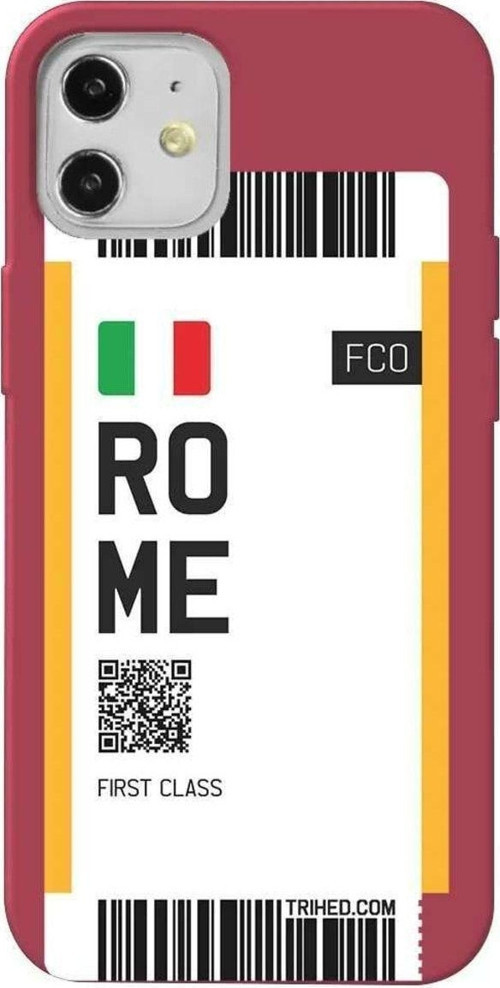 Iphone 12 Mini Bordo Renkli Silikon Telefon Kilifi - Rome Bileti