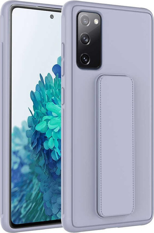 Samsung Galaxy S20 FE Kapak Standlı El Tutacaklı Silikon Kılıf - Gri