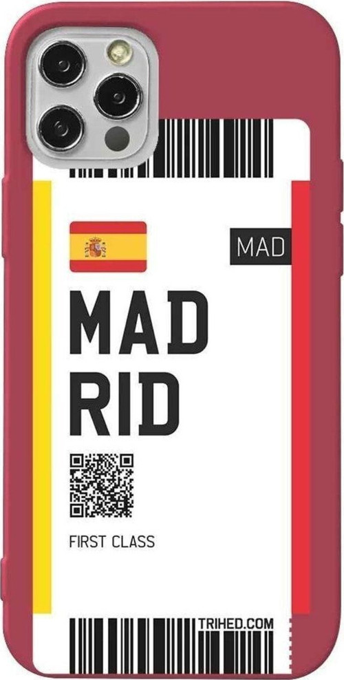 Iphone 13 Pro Bordo Renkli Silikon Telefon Kilifi - Madrid Bileti