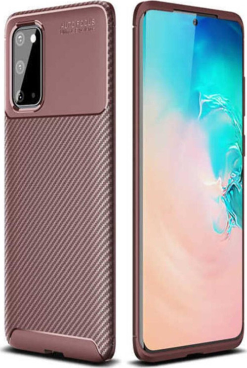 Samsung Galaxy S20 Ultra Karbon Tasarımlı Kapak - Kahverengi