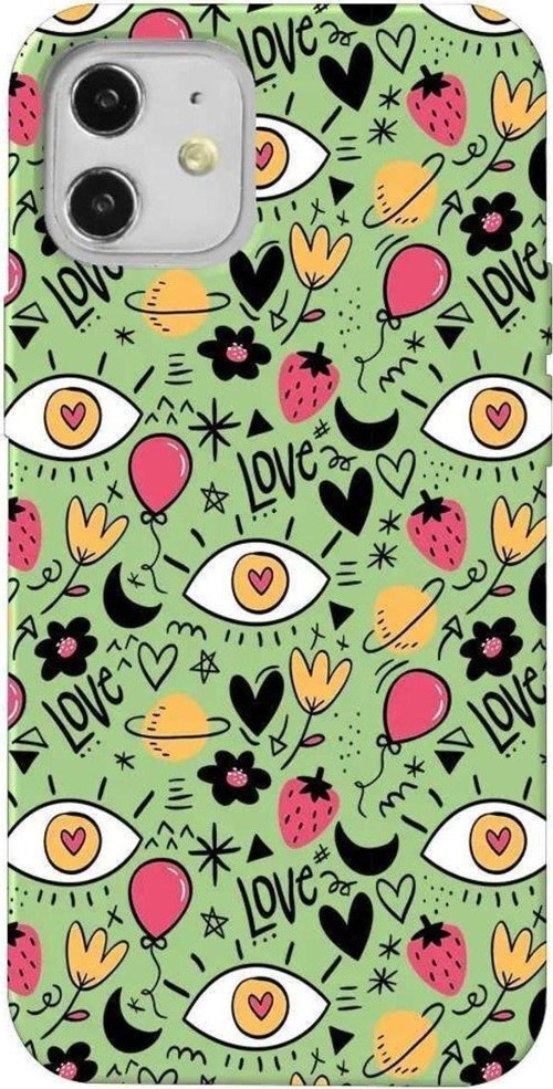 Iphone 12 Mini Açik Yesil Renkli Silikon Telefon Kilifi - Punk Love