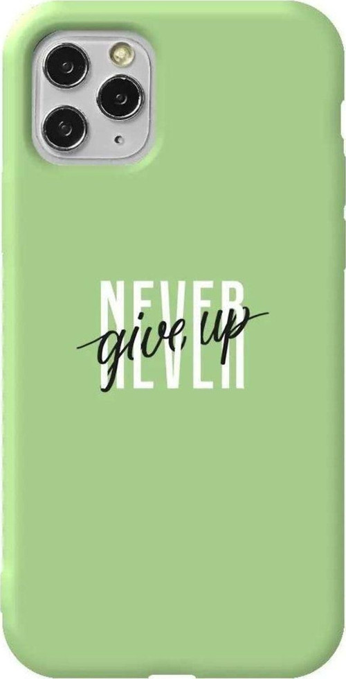 Iphone 11 Pro Açik Yesil Renkli Silikon Telefon Kilifi - Never Give Up 4