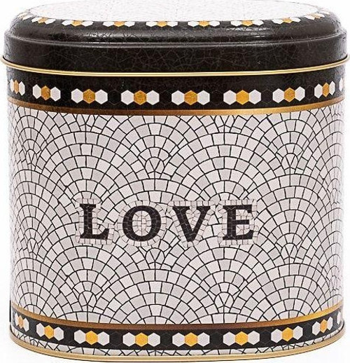 Er004-1E Mosaic Love Desenli Oval Metal Saklama Kabı 11X15 Cm