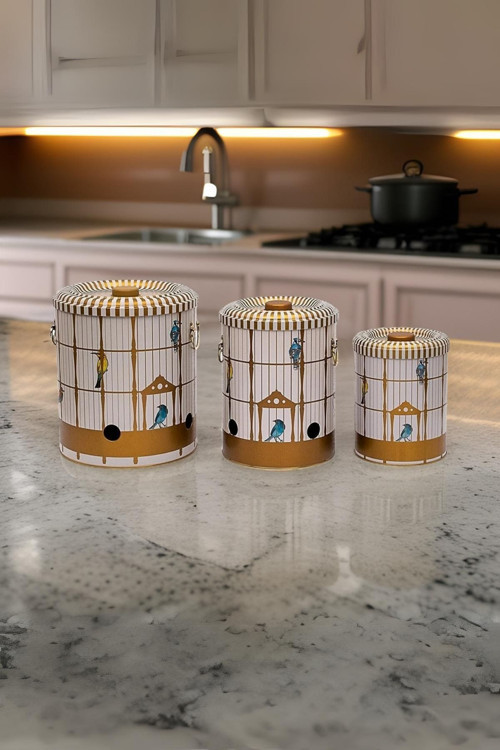 Metal Patates Soğan Kovası - Sebzelik - Patates Soğanlık Sepeti Sarımsaklık 3Lü, Bird Cage Erb29T7