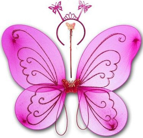 Nessiworld Fuşya Renk Kelebek Kanadı Tacı ve Sopası 50x37 cm