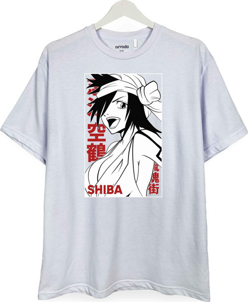 Shiba Bleach Baskılı Loose Fit Bisiklet Yaka Unisex Tişört Anime Manga