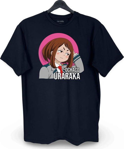 Ochaco Uraraka My Hero Academia Baskılı Loose Fit Bisiklet Yaka Unisex Tişört Anime Manga