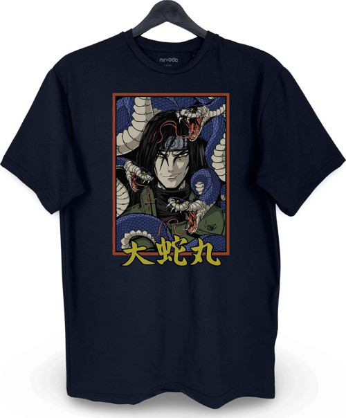 Orochimaru Yılan Naruto Baskılı Loose Fit Bisiklet Yaka Unisex Tişört Anime Manga