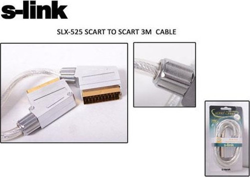 SLX-525 Scart To Scart 3mt Gold Metal Kablo