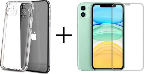 Iphone 11 Uyumlu Double Set Kamera Korumalı Darbe Emici Şeffaf Kılıf Tamperli Nano Kırılmaz Cam