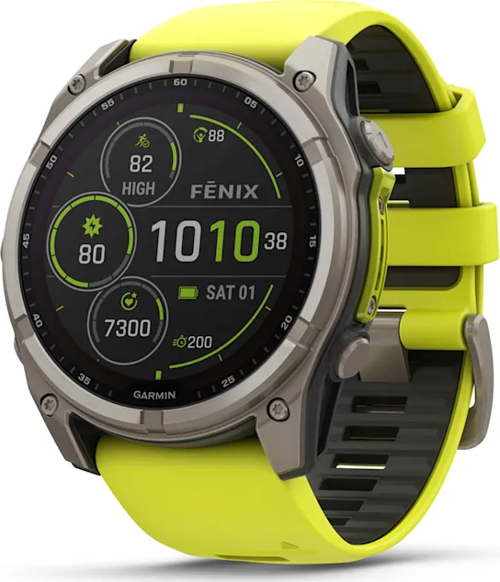 Fenix 8 - 51 mm Solar Sapphire Titanyum, Amp Sarı/Grafit Silikon Kayışlı