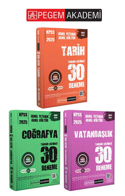 Pegem Akademi 2025 KPSS Genel Yetenek Genel Kültür 90 Deneme Seti (3 Kitap)