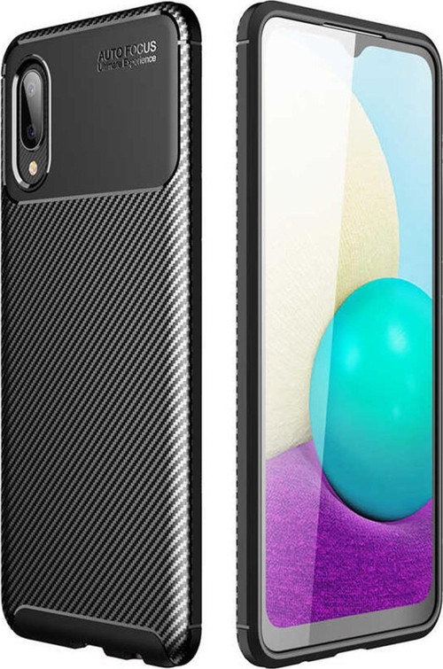 Samsung Galaxy A02 Kılıf Karbon Tasarımlı Kapak - Siyah