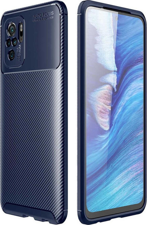 Xiaomi Redmi Note 10S Kılıf Karbon Tasarımlı Kapak - Lacivert