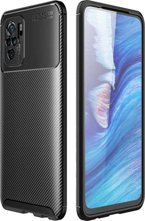 Xiaomi Redmi Note 10S Kılıf Karbon Tasarımlı Kapak - Siyah