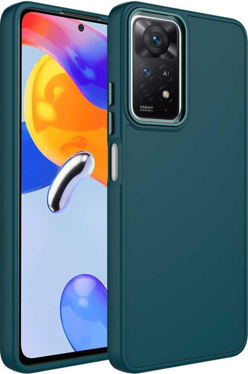 Xiaomi Redmi Note 11s Kapak Renkli Metal Kamera Çerçeveli Class İçi Kadife Lasnman Kılıf - Yeşil