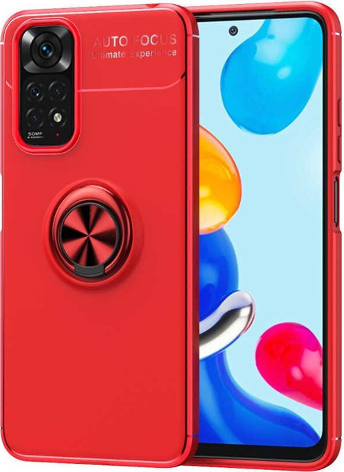 Xiaomi Redmi Note 11s Kılıf Renkli Yüzüklü Manyetik Silikon Kapak Kırmızı - Kırmızı