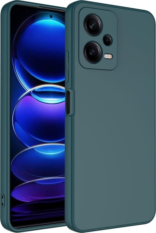 Xiaomi Redmi Note 12 ile Uyumlu Kapak Kamera Korumalı Içi Kadife Lansman Silikon Kılıf - Koyu Yeşil