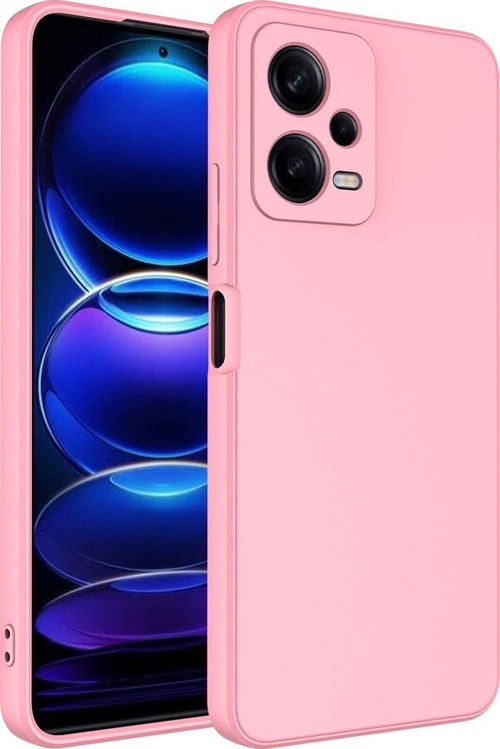 Xiaomi Redmi Note 12 ile Uyumlu Kapak Kamera Korumalı Içi Kadife Lansman Silikon Kılıf - Pembe