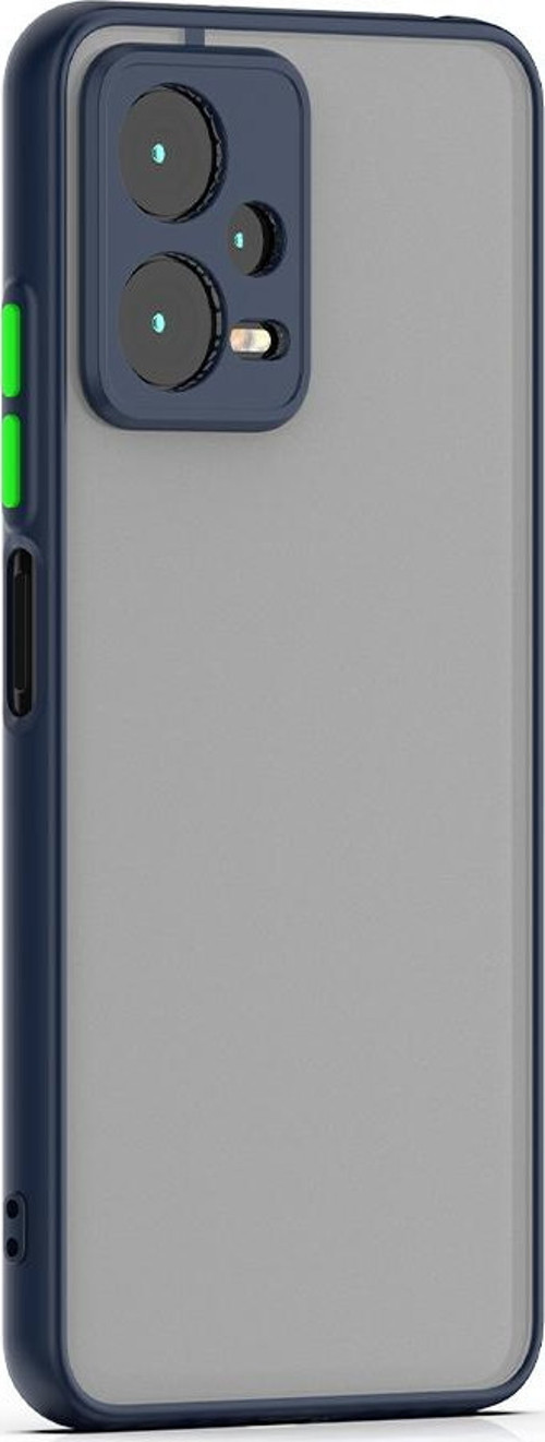 Xiaomi Redmi Note 12 Pro 5G Kapak Kamera Korumalı Kenarlı Renkli Düğmeli Arkası Mat Kılıf - Lacivert