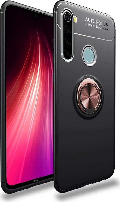 Xiaomi Redmi Note 8 Kılıf Renkli Yüzüklü Manyetik Silikon Kapak Siyah - Rose gold